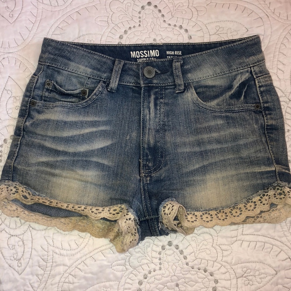 Target High Rise White Lace Denim Shorts